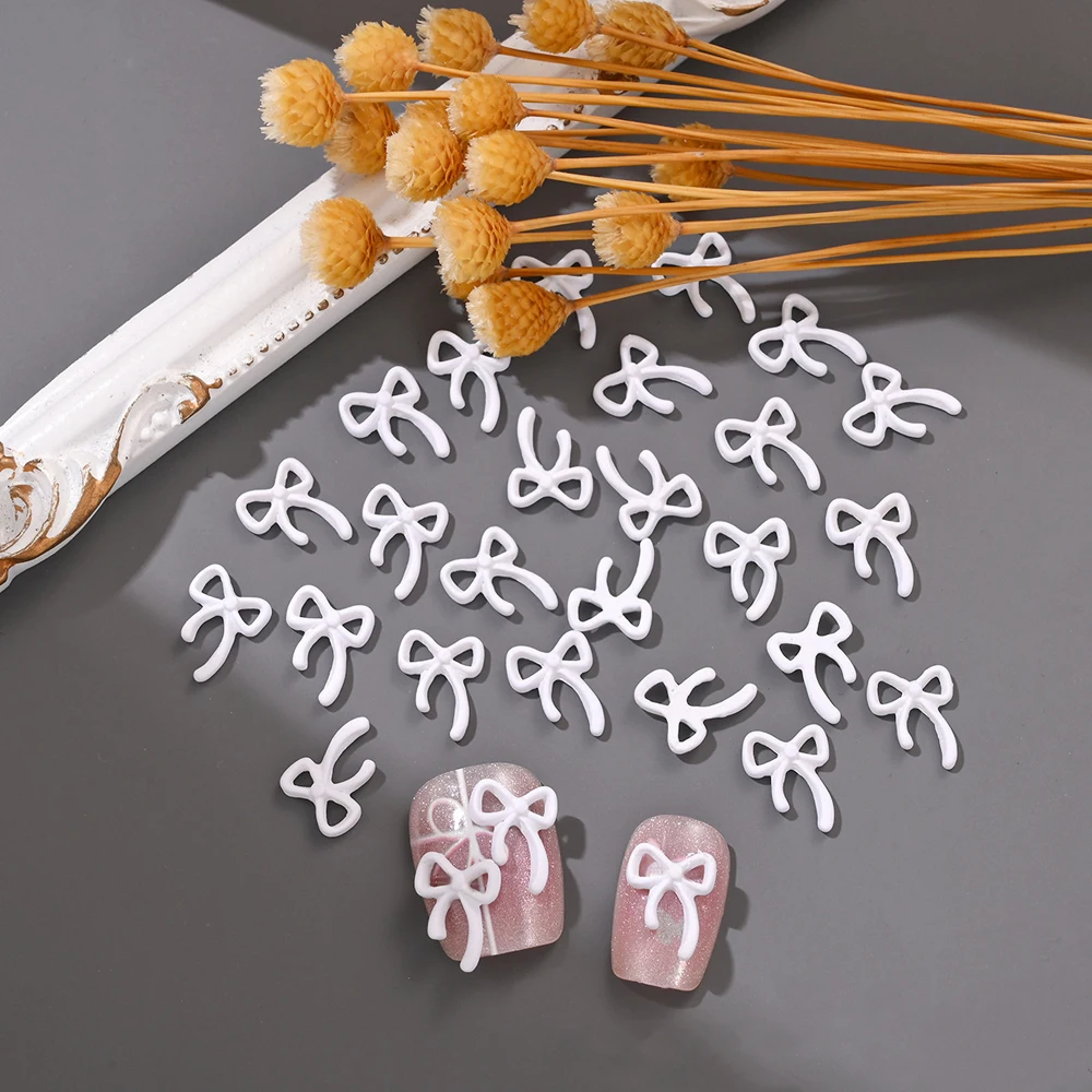 20Pcs Alloy Bowknot Nail Art Charm 3D Exquisite Luxurious Cute Bow Manicure Biżuteria Ozdoby DIY Jakość Akcesoria do paznokci