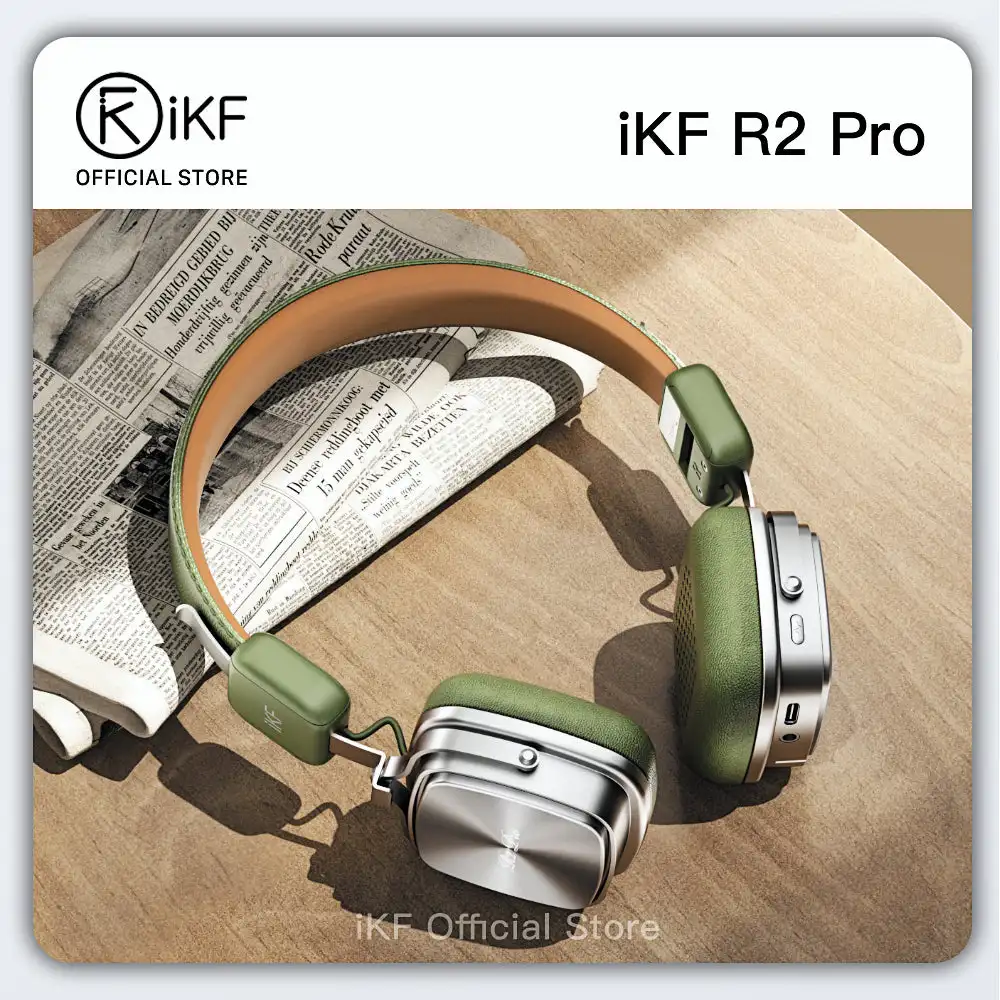 

iKF R2 Pro Retro Wireless Headphones with ANC -45dB, 40mm HiFi Drivers, 75H Battery, Bluetooth 5.4 & AUX, Customizable Lighting