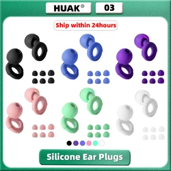 HUAK Quiet Ear Plugs with Box for Sleep,Swim,Work– Soft, Reusable Hearing Protection for Noise Reduction  8 Ear Tips in XS/S/M/L