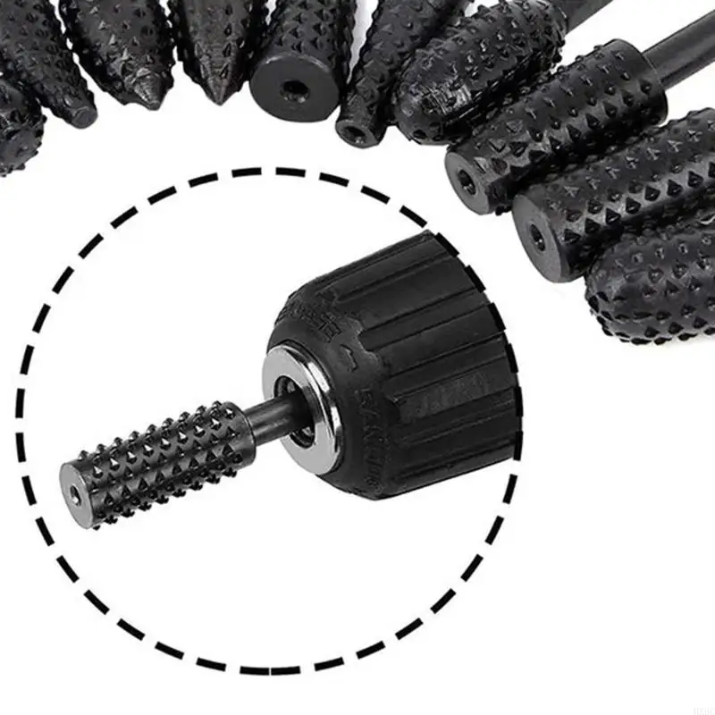 10pcs Rotary Burr Rasp File Set untuk Kerajinan Patung Detail Kayu Rumit