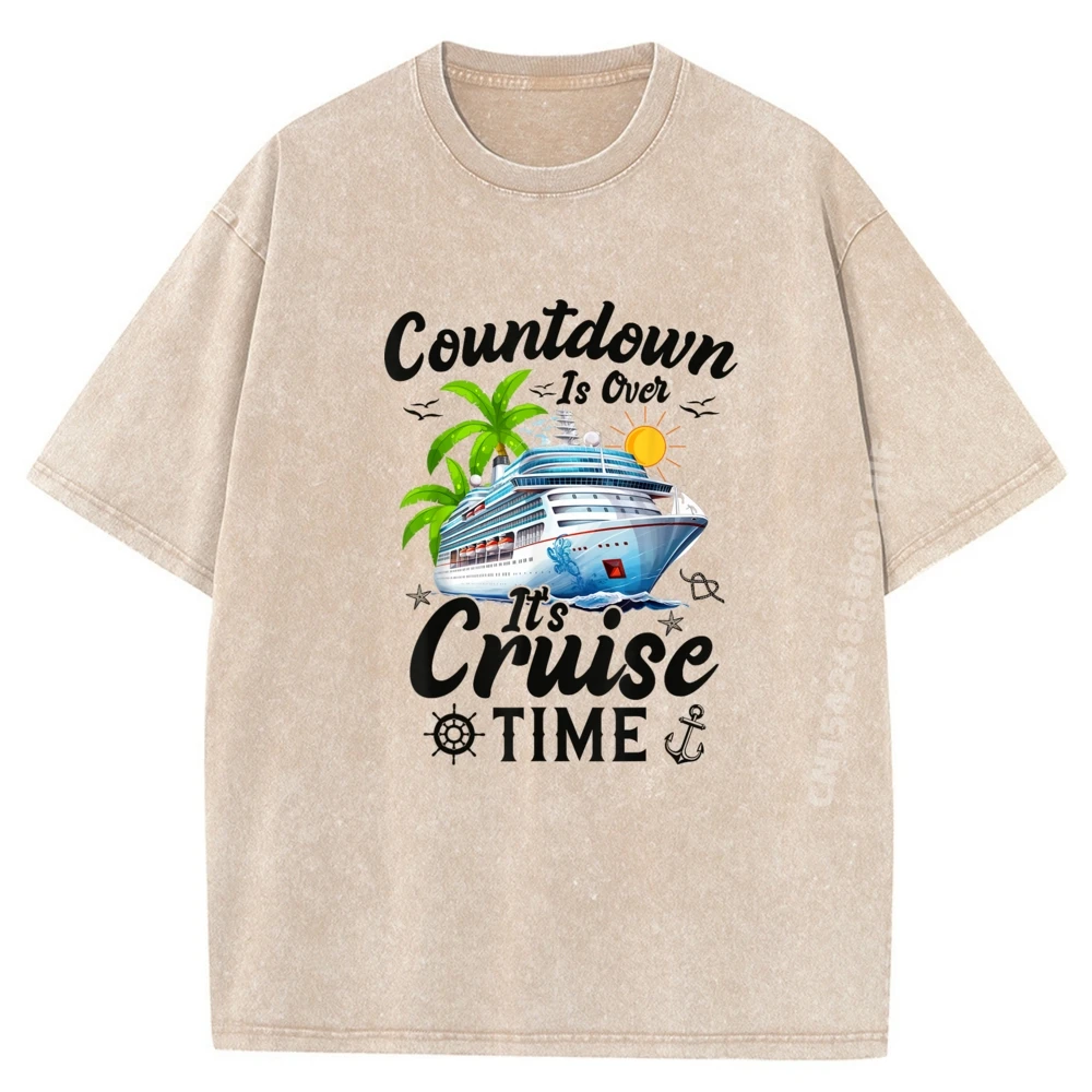 

Funny Cruising Countdown Is Over Its Cruise Timecountdown Is Over Its Cruise Time Cruise Ship Brand Clothing Mens Washed Tops