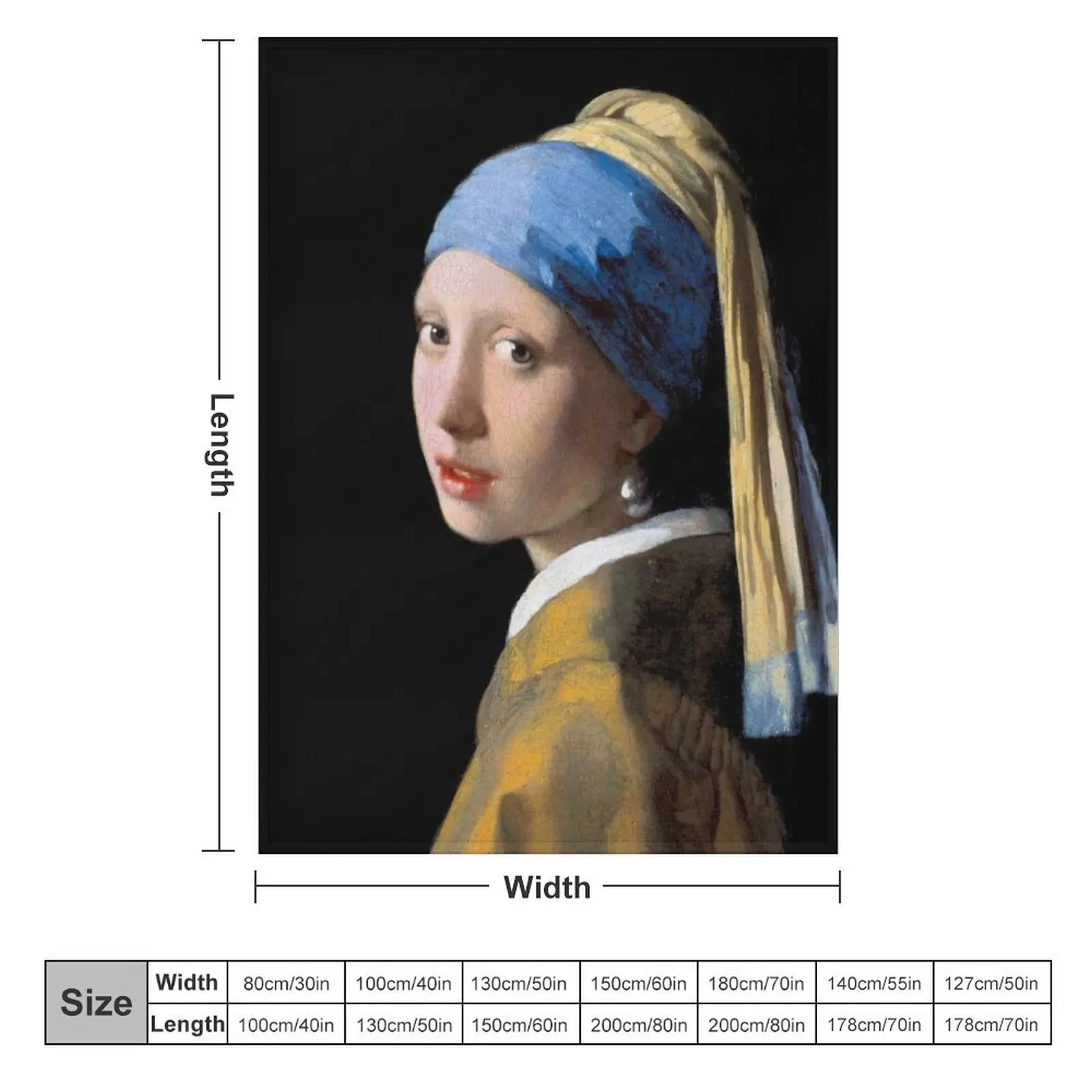 VERMEER : Vintage 1700 Girl With A Pearl Earring Painting Print Throw Blanket Sleeping Bag Blankets Sofas Of Decoration Blankets