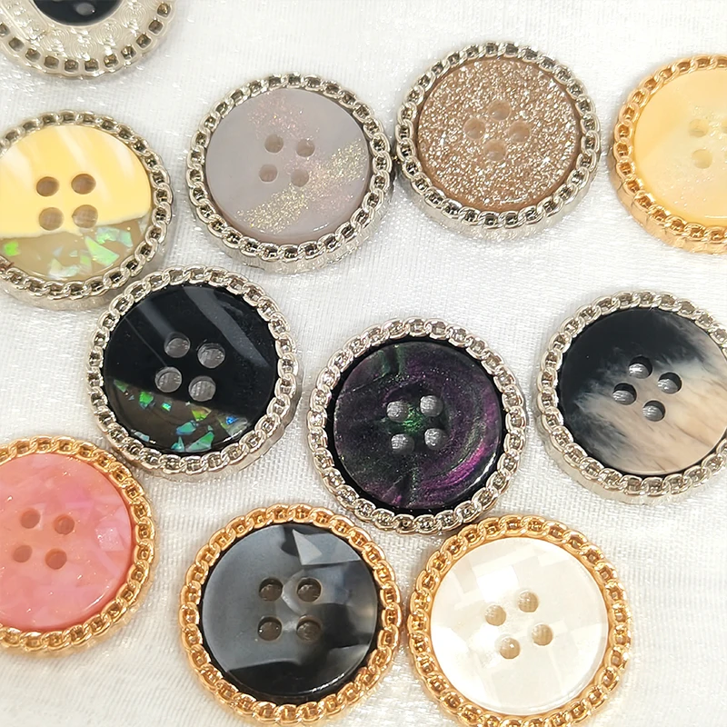 18/23/25MM Wholesale 4-Holes Buttons Of Clothing Glitter Shell Effect Fashion Decor Button Markers Crafts Supplier Needlework