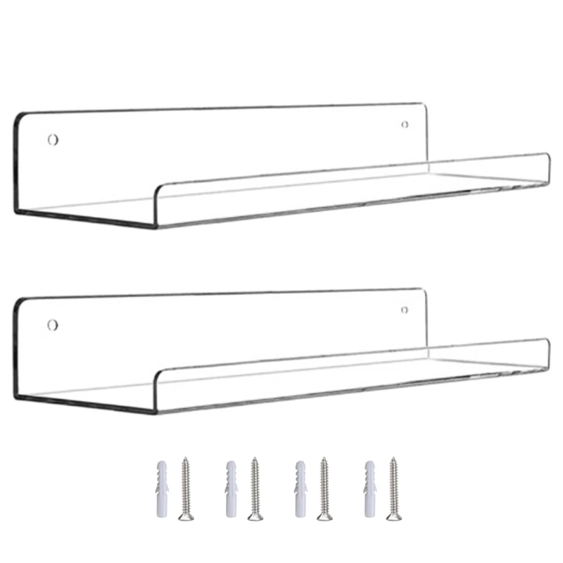 

2 шт. акриловые полки для настенного стеллажа для хранения, прозрачная плавающая витрина