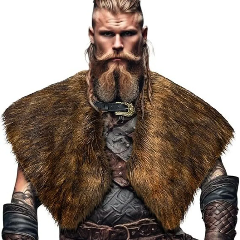 

Viking Fur Shawl Medieval Faux Fur Cloak Shoulder Renaissance Men's and Women's Role-playing Costumes