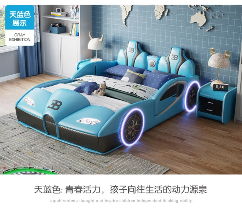 Children's bed boy car bed with guardrail 1.5 meters cartoon solid wood multi-functional double girl baby single bed