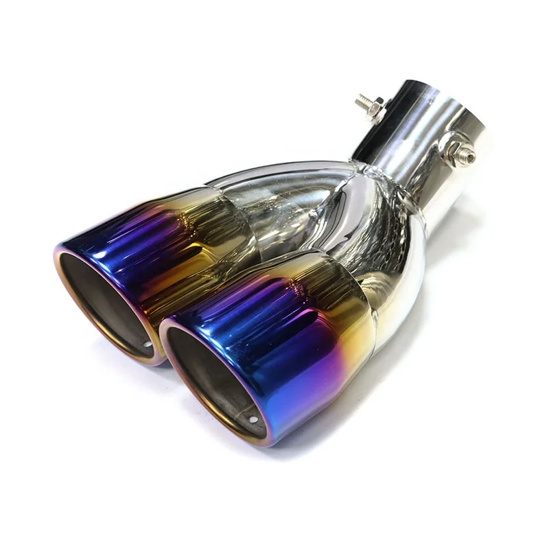 SYPES Universal Stainless steel Burnt Blue Neon Chrome Exhaust Pipe Muffler Tip