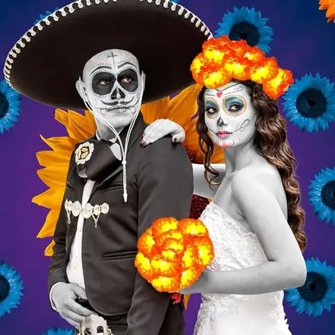 3M mexikansk ringblomma konstgjorda blommor de dödas dag DIY hem utomhusdekor Halloween Diwali fest 1,5m girland ljusslinga 10 best sales Mexikansk dekoration - №5