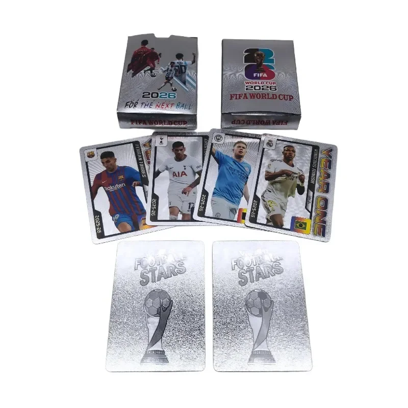 55 Stück/Box 2026 FIFA Weltmeisterschaft Star-Karten-Sammelset Gold/Silber/Schwarz/Farbhintergrund Gedenk-Sammlung – Detail 7