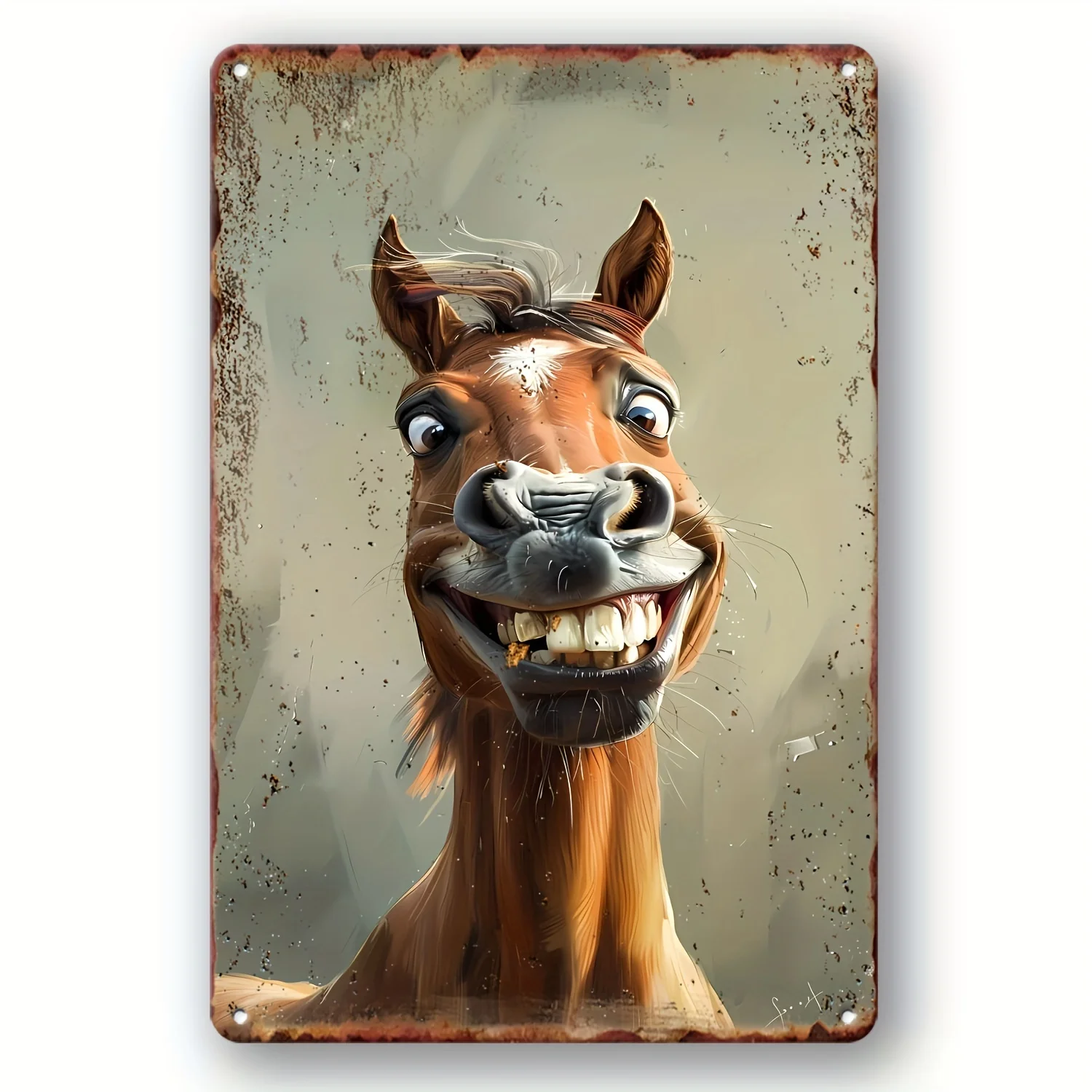 Humorous Retro Horse Head Metal Wall Decoration - 8.0X12.0inch | Ideal for Home, Pub, Coffee Shop & Outdoor Decoration