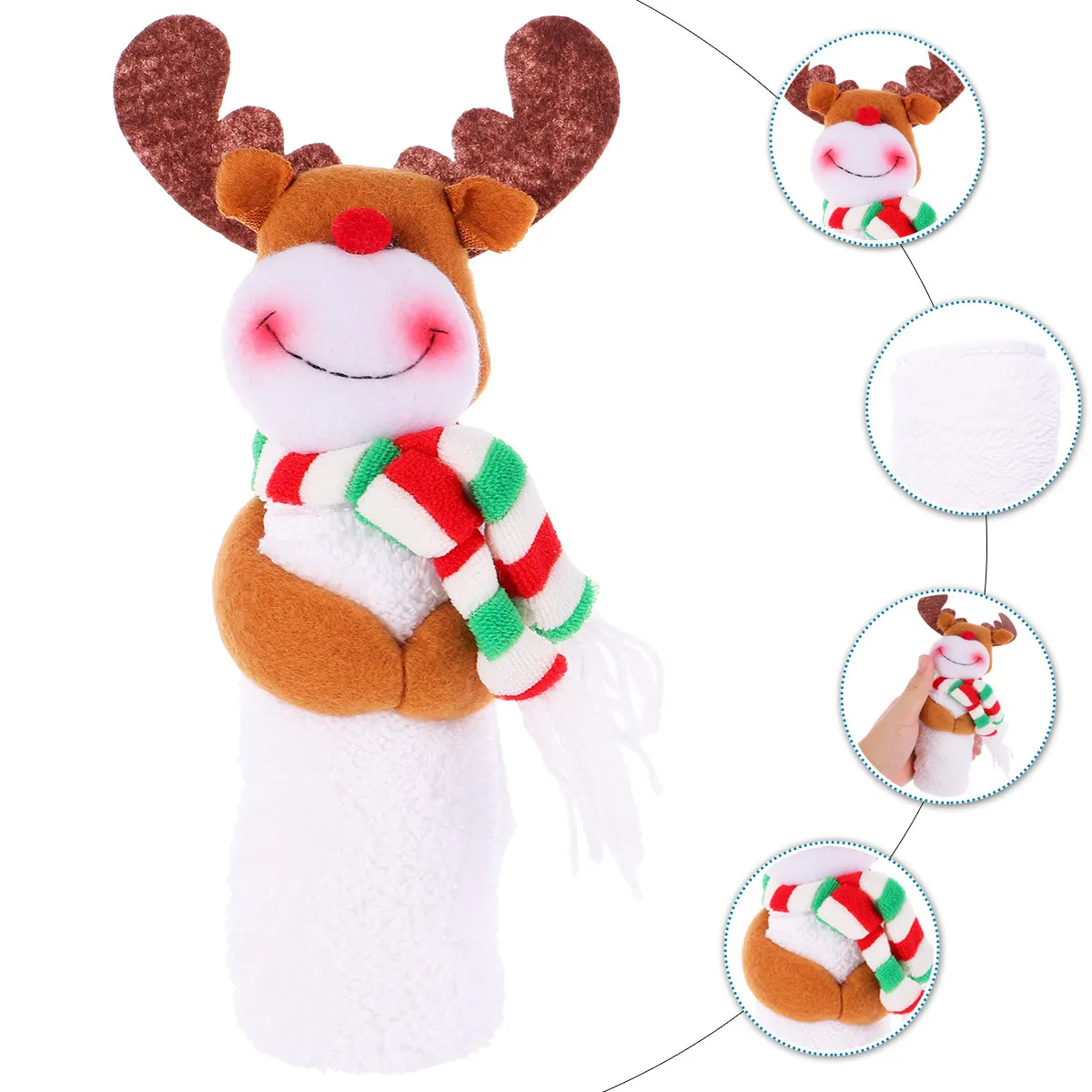 1Pcs Christmas Deer Decor Towel Soft Eco Friendly Hand Towel for Holiday Home Decor Table Decoration Xmas Gift Party Favor
