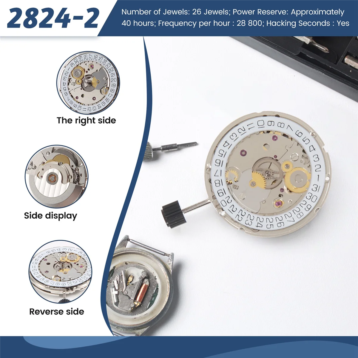 

ELBA_for ETA 2824-2 SELLITA SW200 White 3H Mechanical Watch Clock Movement
