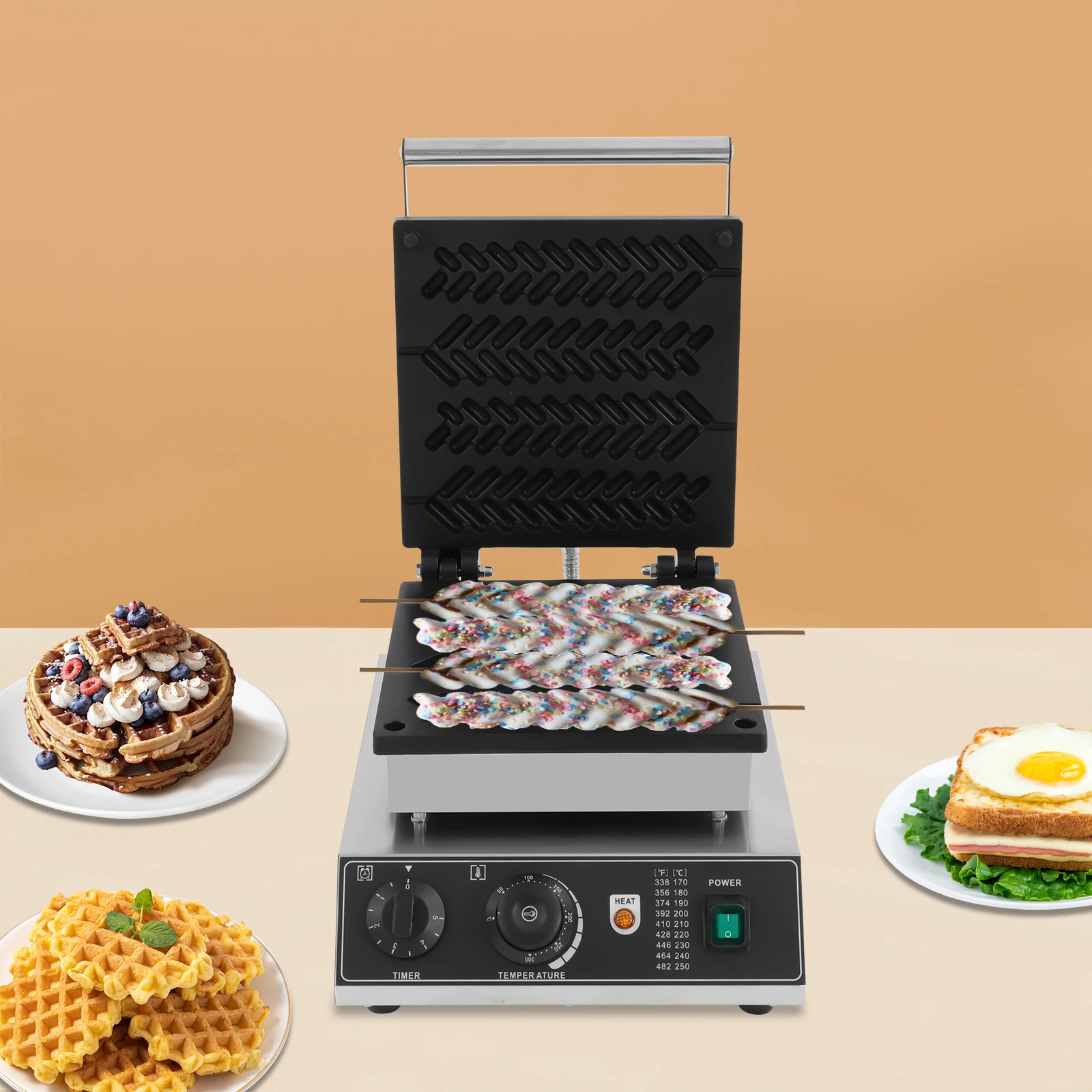 Waffeleisen, Weizenstiel, interessante Form, intelligente Steuerzeit, 0–5 Minuten, Temperatur 122–572 ℉   für Fast Food Tea Restaurant Bakery