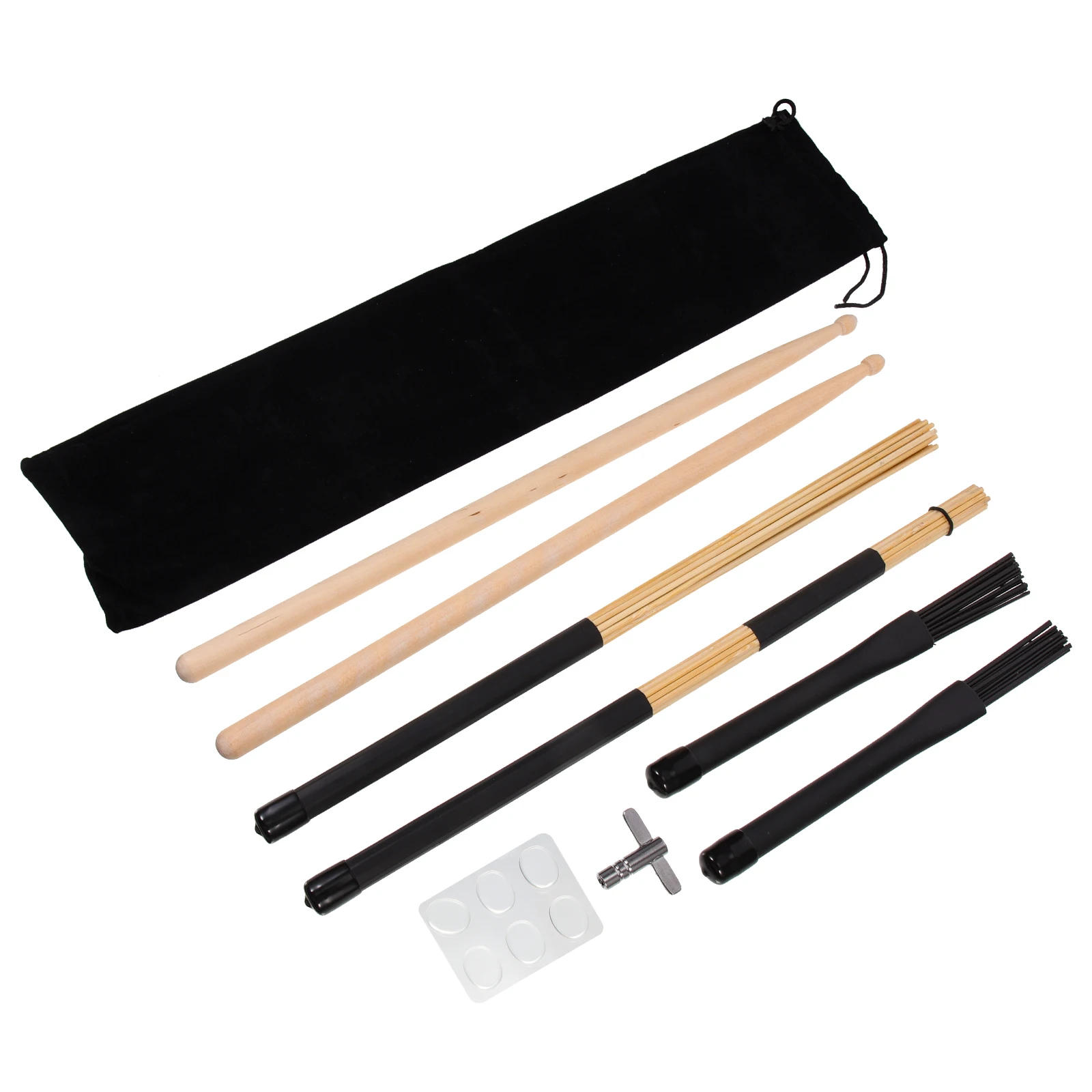 

1 set 1 Drum Tuning Key Kit Drumstick Storage Pouch Multi-Purpose Drum Set Student Beginner Practical Durable Wood Drumstick