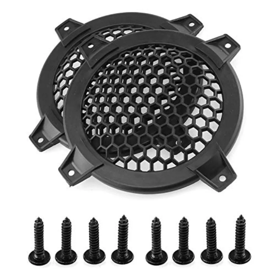 

4Inch Grill Cover 2PCS 4inch Black Round ABS Plastic Mesh Grilles Car Audio Speaker Covers Woofer Subwoofer Grill