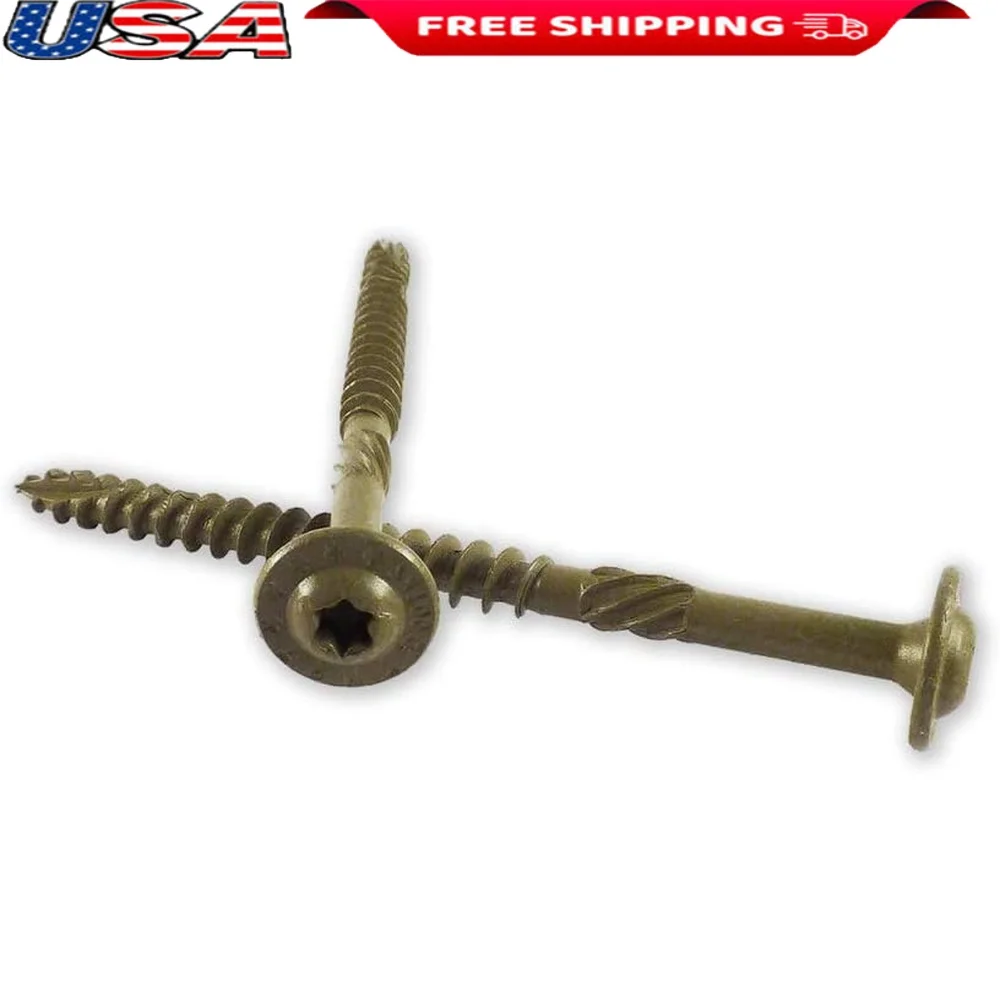 

Exterior Wood Screws 3/8 Inch x 8 Inch T-30 Star Bit Compatible Sharp Point 25 Pack Steel Gold Finish