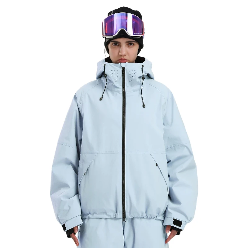 New Women's Skiing Jackets Winter Solid Loose Windproof Outdoor Snowboarding Coats Breathable Waterproof Sports Zipper Men Tops