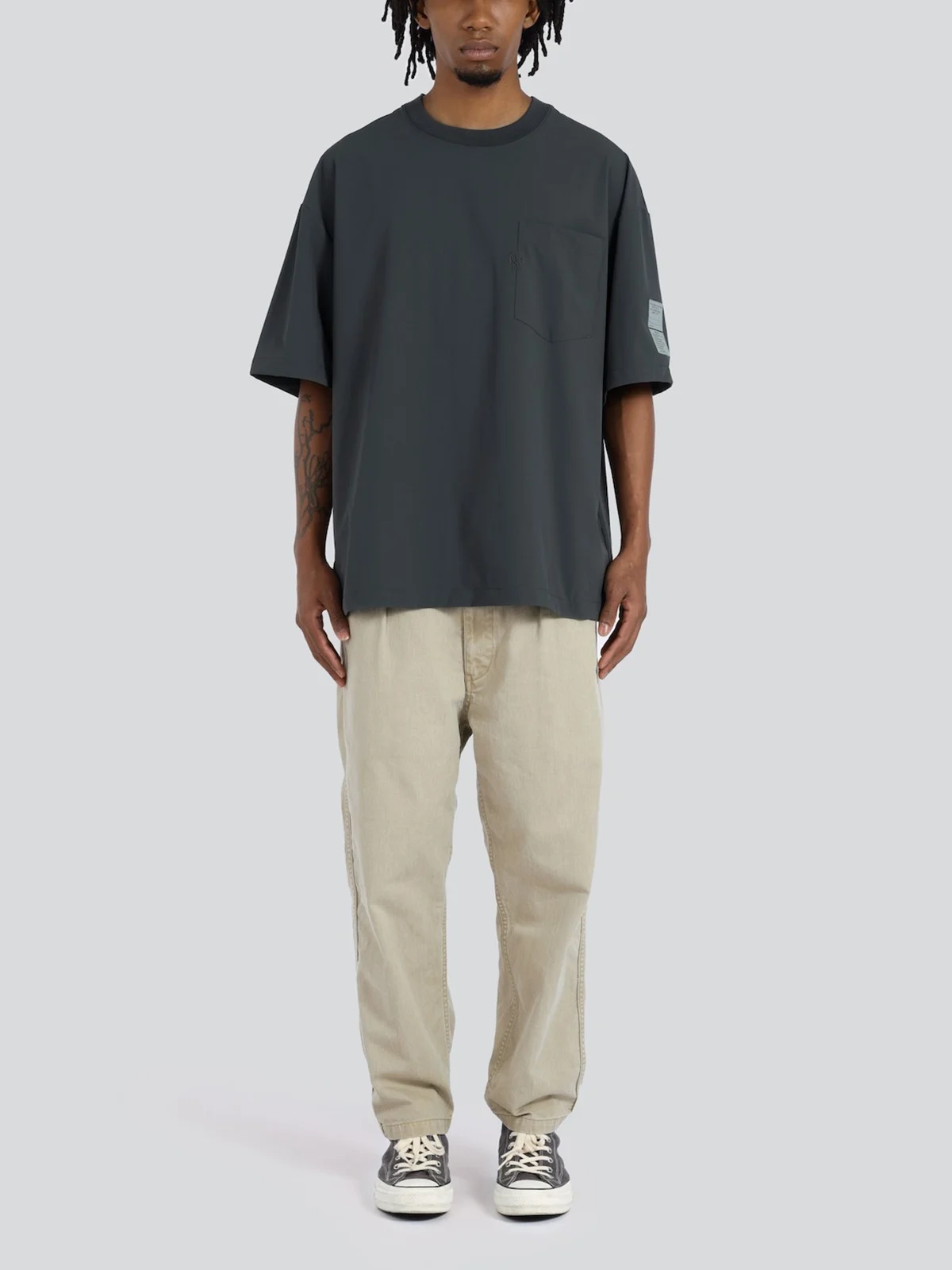 

Loose Casual ort Sve T-irt with ket And Embroidery MADN WTAPS MDNS Cotton Youth Faion Summer round Ne Tee