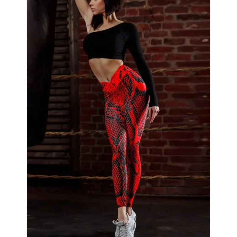 Krisnanas Snake Print Leggings for Woman 2025 Skinny Fitness Butt Lifting High Waist Stretchy Seamless Exercise Pants 73965
