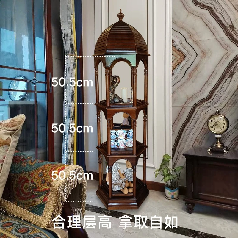 Portafiori americano in legno massello dal pavimento al soffitto, espositore antico creativo per gabbia per uccelli, portaoggetti per soggiorno