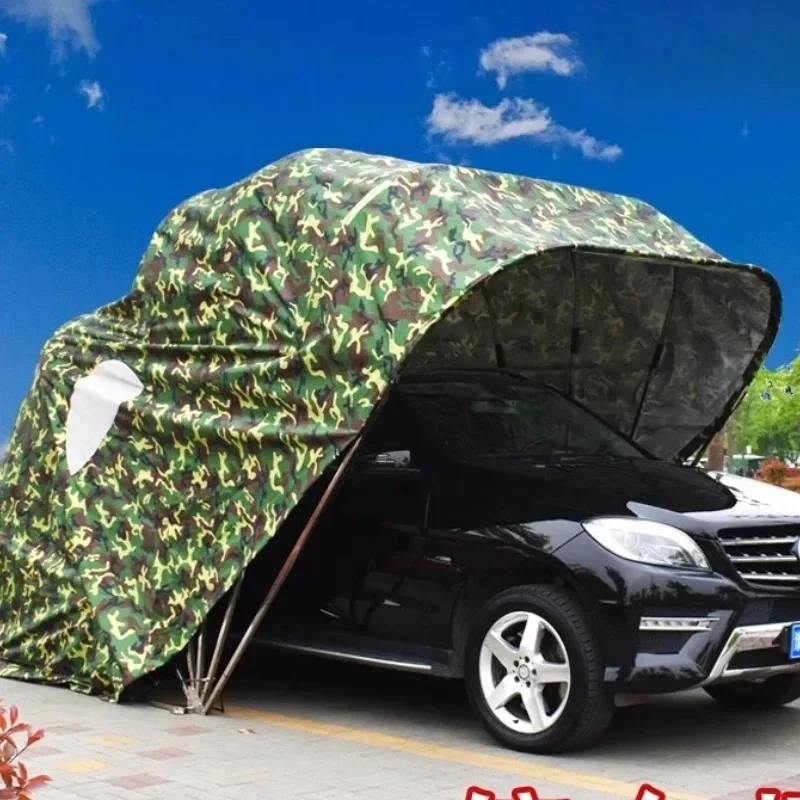 Car semi-automatic folding carport household awning outdoor sun protection