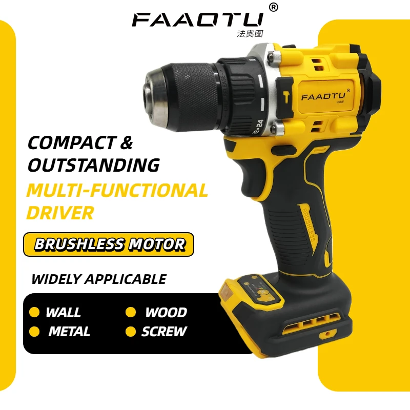 

FAAOTU DCD805 20V Brushless Cordless Impact Drill Electric Screwdriver Multi-Function Hand Drill Tool Suitable for DW battery