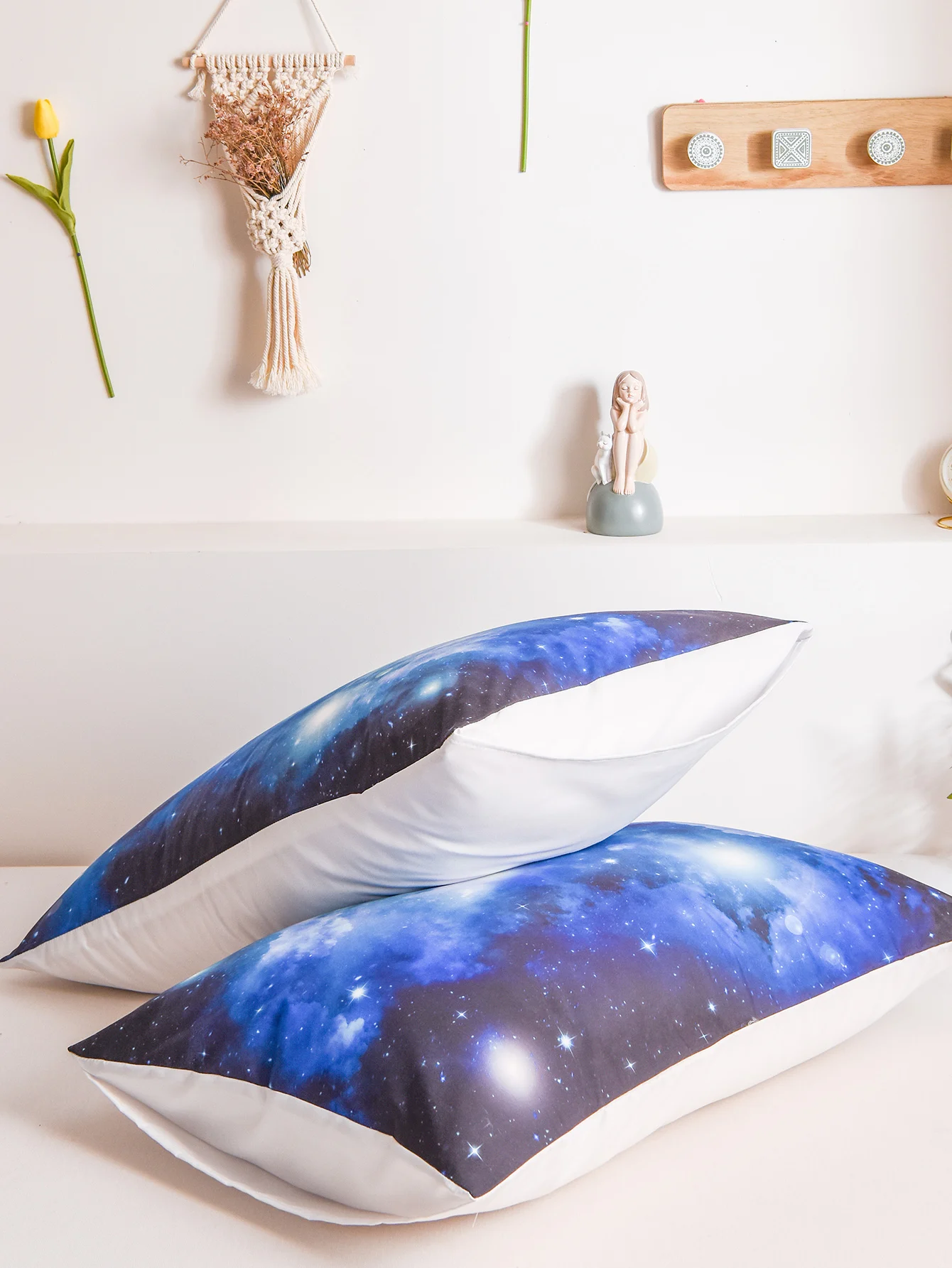 Galaxy Pillowcases Blue Space Pillowcases Shabby Chic Design Cute Pillow Shams 2 Pack