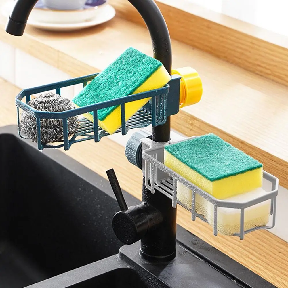 Adjustable Kitchen Sink Drain Rack Sponge Storage Faucet Soap Accessories Shelf Organizer Basket Drainer Bathroom Holder G5H6