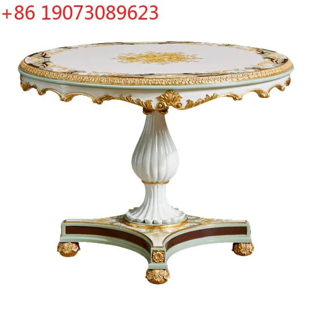 

Французский ретро-ресторан, круглый обеденный стол, круглый гравировальный домашний обеденный стол из цельного дерева