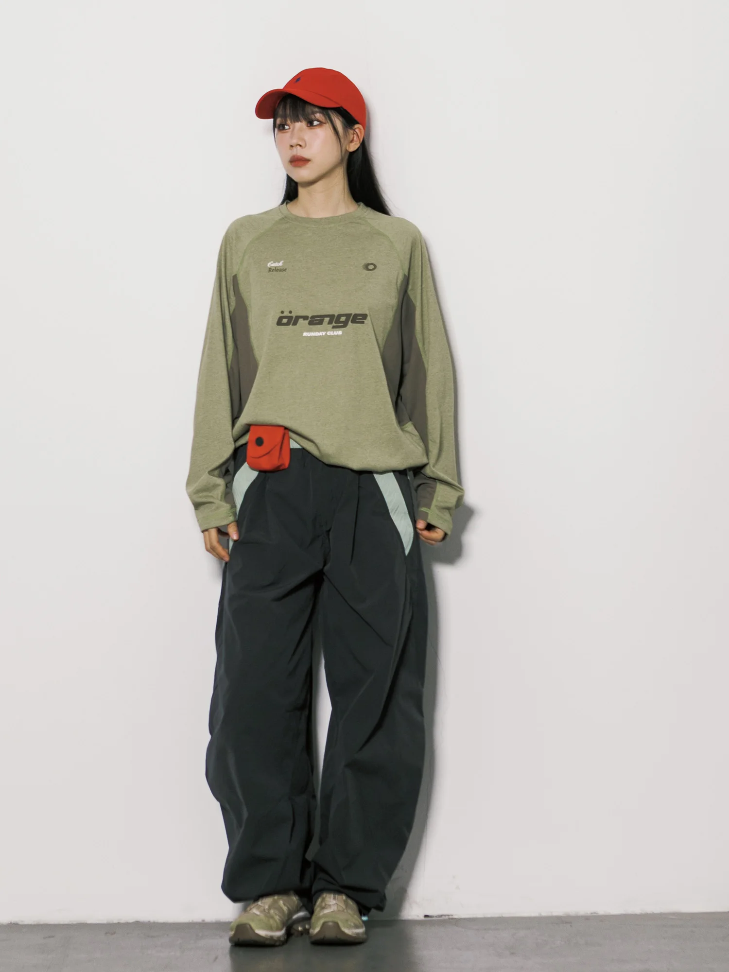 Outdoor Retro Letter Print Hассu Line Patchwork Quick Dry Long Sleeve T-Shirt Women Loose Breathable Sports Top Polyester Cot...
