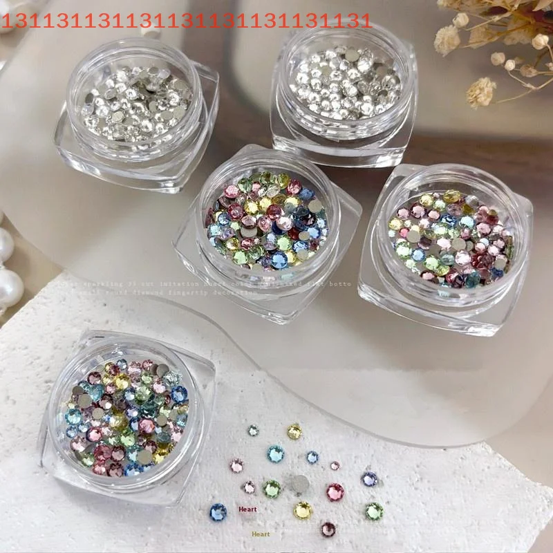 100PCS Sparkle Glitter Bunte Mini Nagel Kristall Diamanten Runde Flachen Boden Nail art Strass Dekoration Maniküre Charms