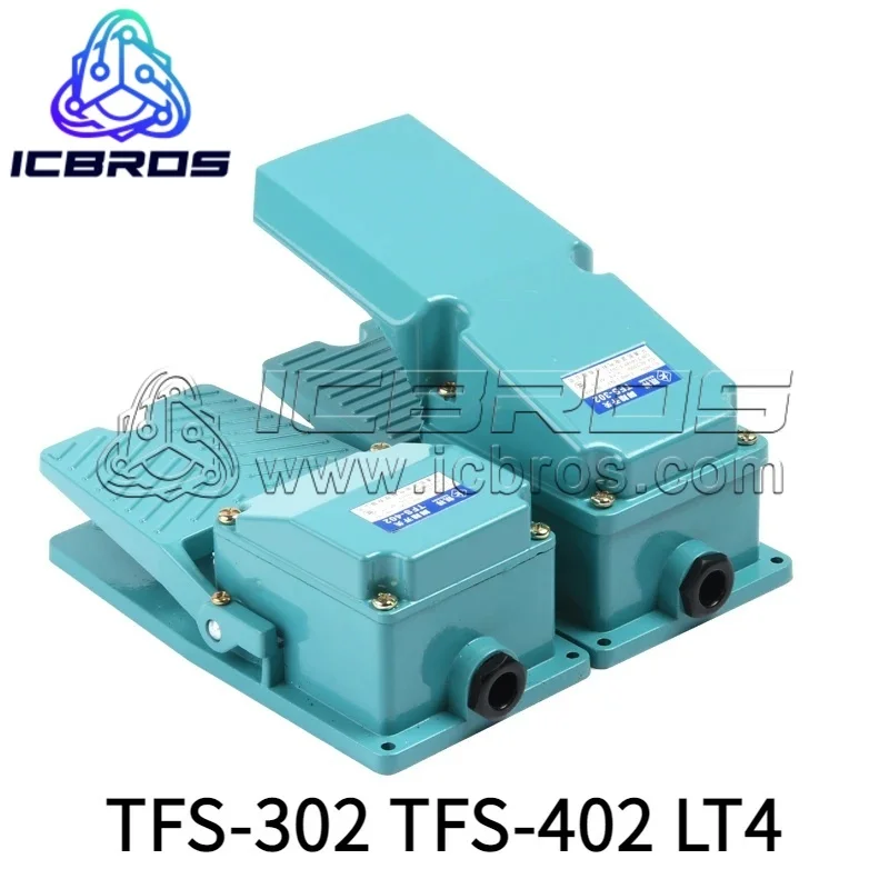 TFS-302 TFS-402 LT4 Foot Pedal Switch Silver Contact 1NO 1NC Sping Reset Momentary With Aluminum Case 15A 250V