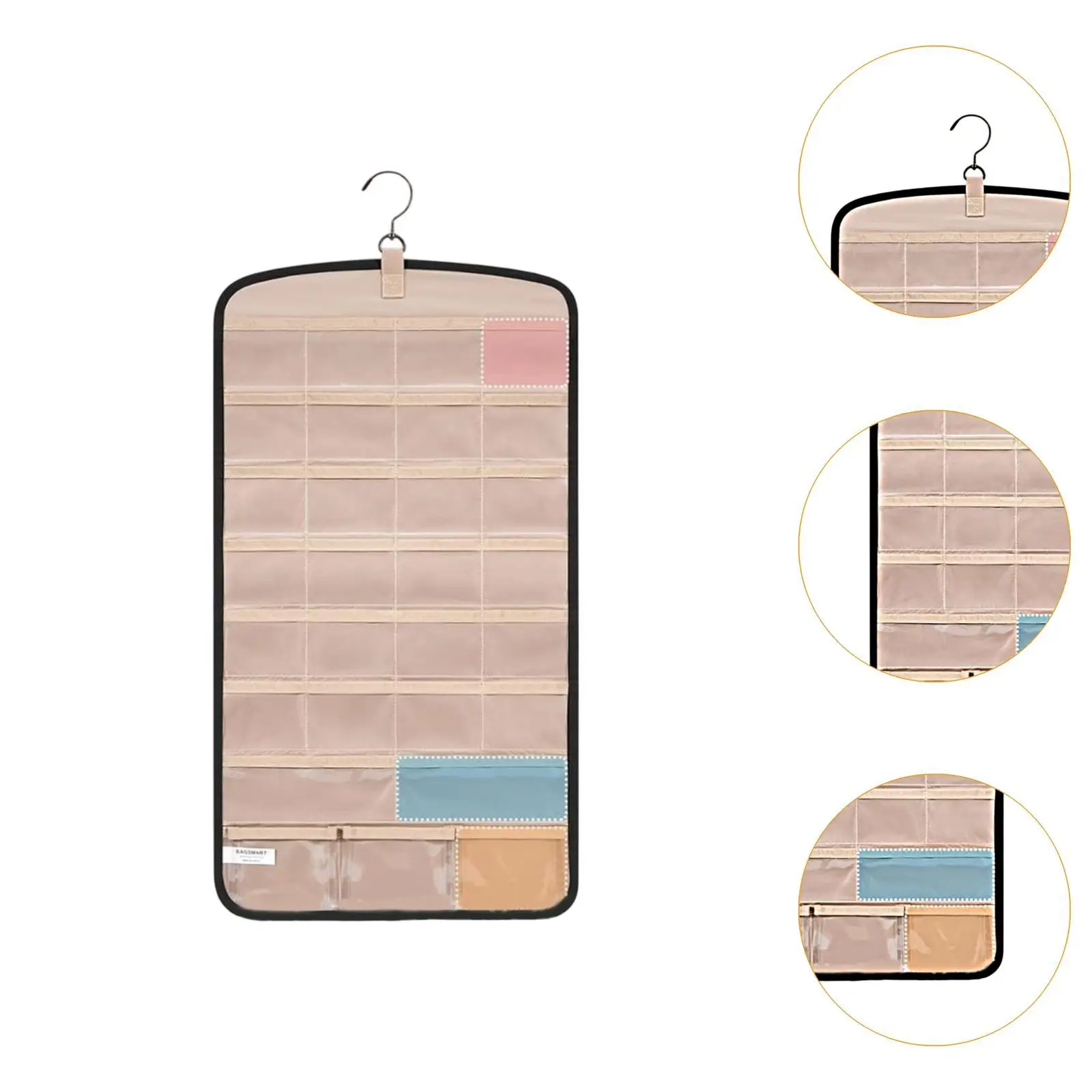 حامل أقراط على شكل قلادة لتنظيم المجوهرات للسفر وباب المنزل باللون الأسود #2