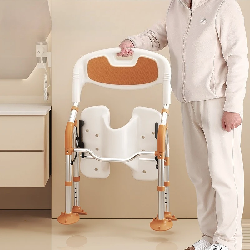 Groove-shaped Bathroom Chair for Elderly People with Backrest Folding Shower Seat for Safety Non-Slip Bath Chairs for Senior