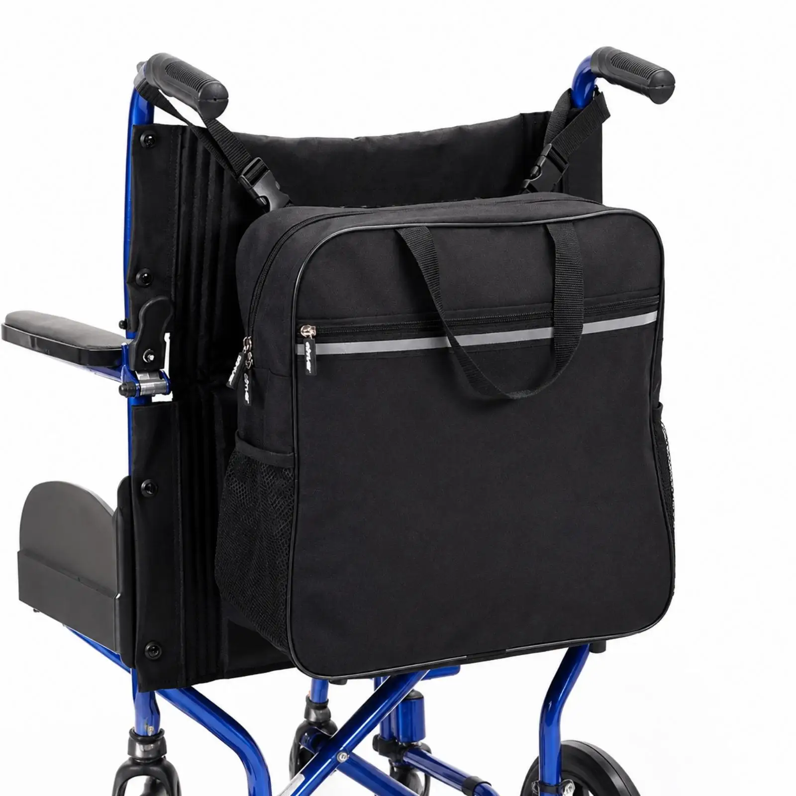 Mobility Side Pouch Storage Organizer Bag with Carry Handles and Reflective Strip for Shopping Trips and Outdoor Activities
