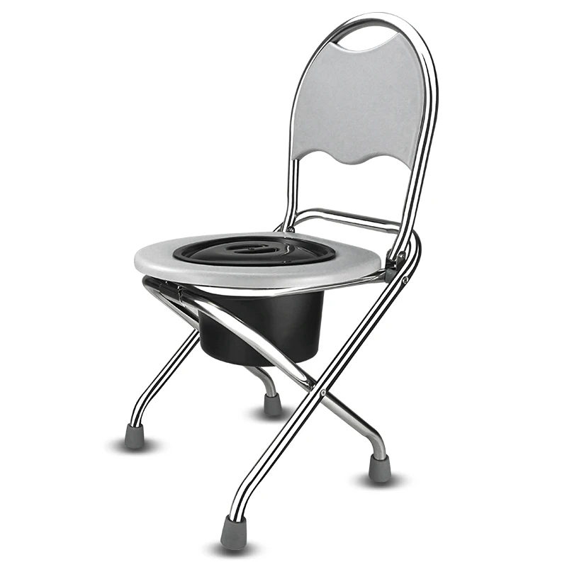 

Portable folding Elderly seat Toilet Stool Pregnant Women Thick stainless steel tube Movabl Toilets with Built-in toilet &Baffle