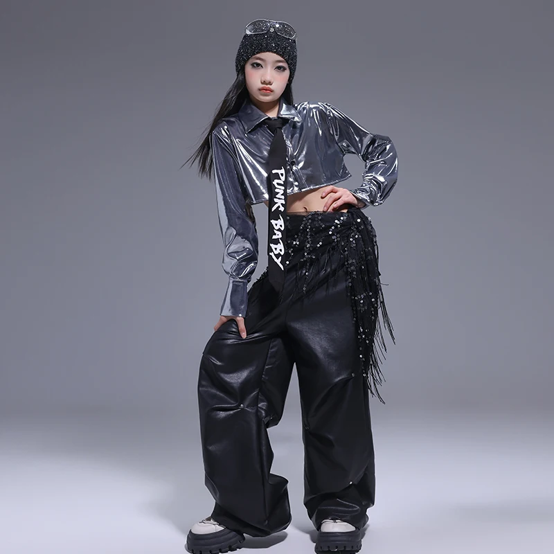 Mädchen Pailletten K-pop Crop Top Jogger Hosen Mädchen Gruppe Kleidung Sets Kinder Jazz Street Dance Kostüme Kinder Hip Hop streetwear