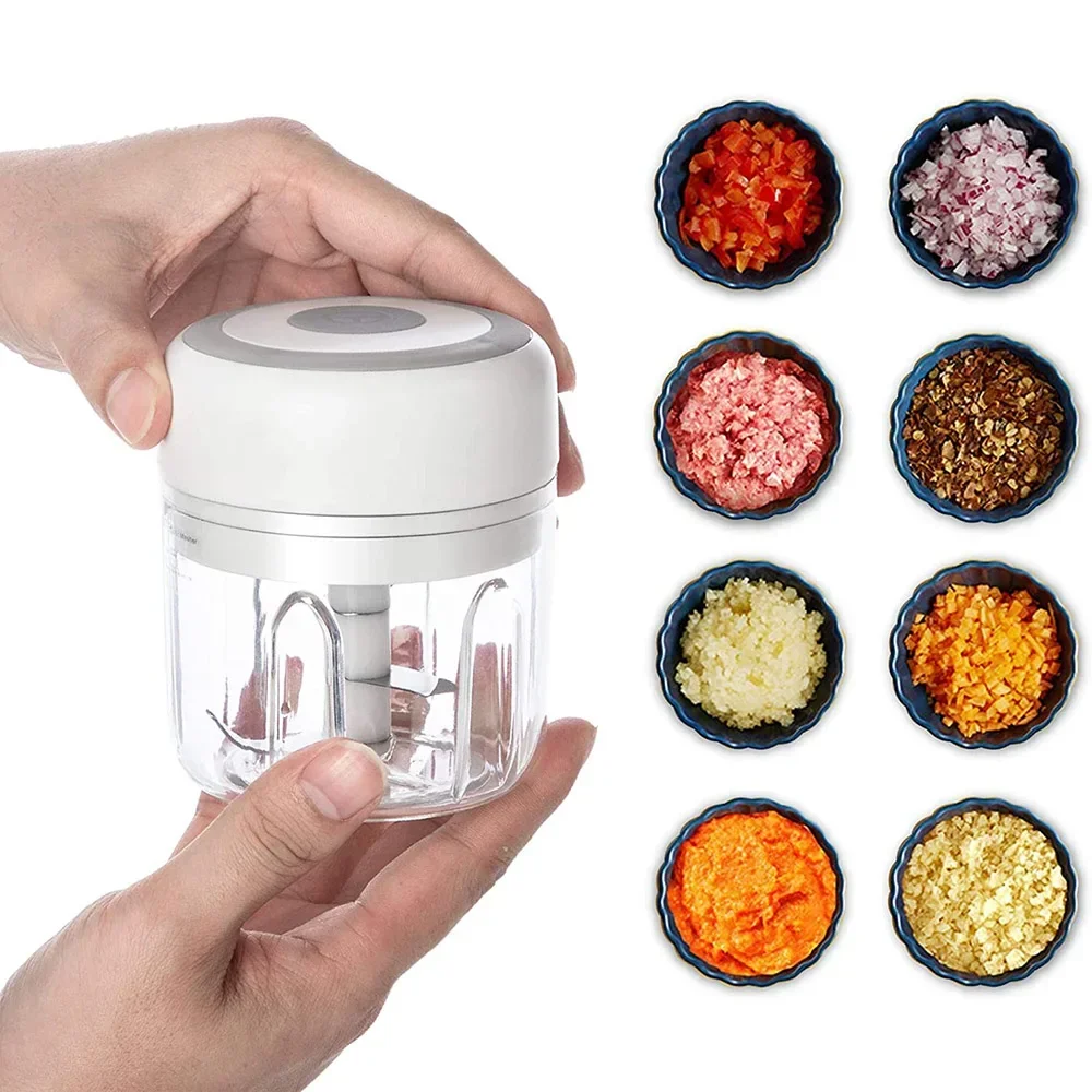 100/250mL Blenders Mini Electric Garlic Chopper USB Charging Ginger Masher Machine Sturdy Durable Vegetable Crusher Kitchen Tool