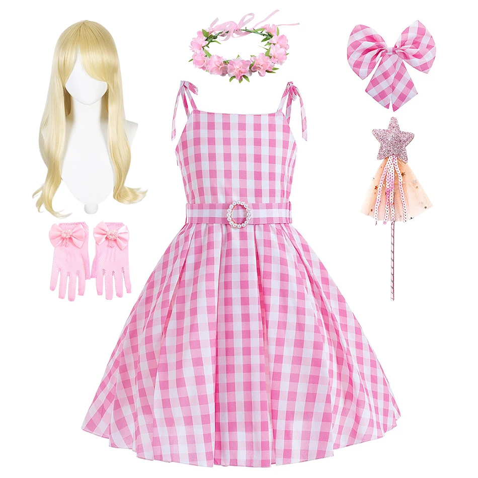 

Женские рождественские карнавальные праздничные платья для девочек, костюмы для косплея Барби на Хэллоуин, детские летние платья принцессы, клетчатое платье-комбинация для девочек