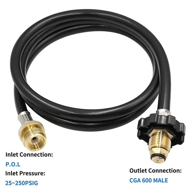N02R-2 Pack 6FT Propane Adapter Hose 1Lb To 20Lb,POL Male Connection Hose For Buddy Heater,  Stove, Portable Grill