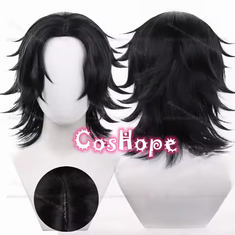 Portgas D Ace Cosplay Wig 40cm Short Scalp Hair Black Wig Cosplay Anime Cosplay Wigs Heat Resistant Synthetic Wigs