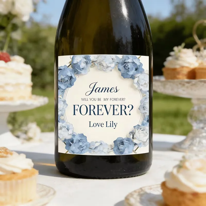 Personalized wine bottle labels, customizable text, suitable for formal occasions such as weddings, engagements, birthday parties, anniversaries, etc., no tools required, romantic design, high-quality paper sticker labels.