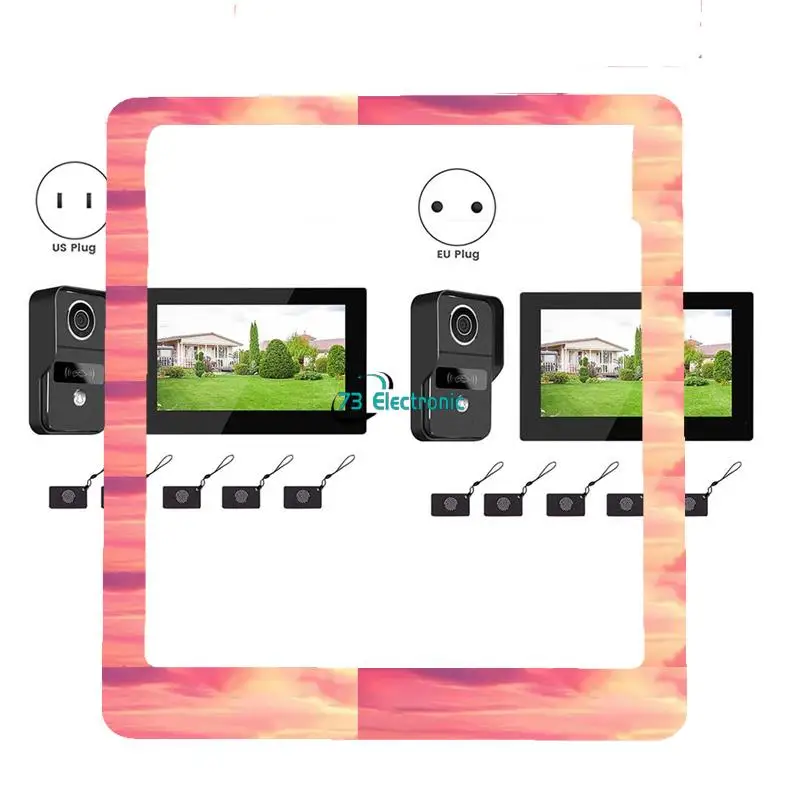 

7 Inch 1080P Wifi 2-Wire Intercom Door Bell Withtuya Smart Life App Forhome Doorphone Wifi Tuya Touch Monitor US Plug