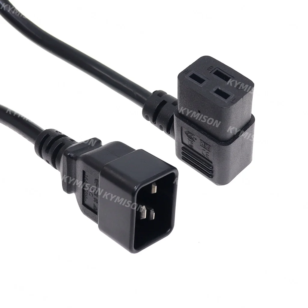 IEC320 C20 to Right Angle C19 Power Cable Cord for Server/PDU 16A Heavy-Duty Computer Power Cord L-shaped