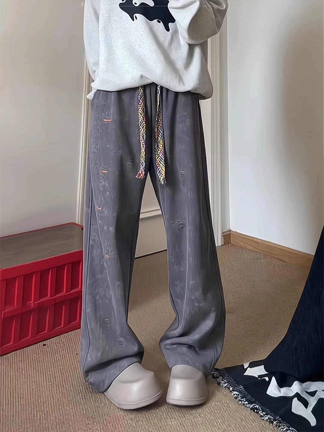 

ay Cleanfit Casual Pants Men's Autumn Trendy Brand Draped Straight Leg American Retro Heavyweight Leisure Trousers