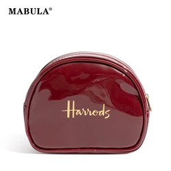 MABULA Women's Solid Fashion PVC Makeup Bag Waterproof Nylon Travel Compact Lightweight Zipper Wash Bag Small Portable Handbag