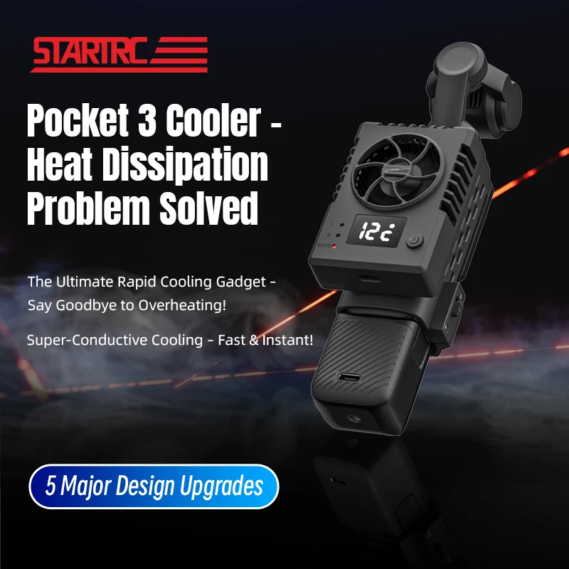 STARTRC Kühlradiator für DJI Osmo Pocket 3 Kamera Zubehör, Ice Core Kühlventilator mit 3-Gang-Einstellung und Cold Shoe Anschluss – Detail 1