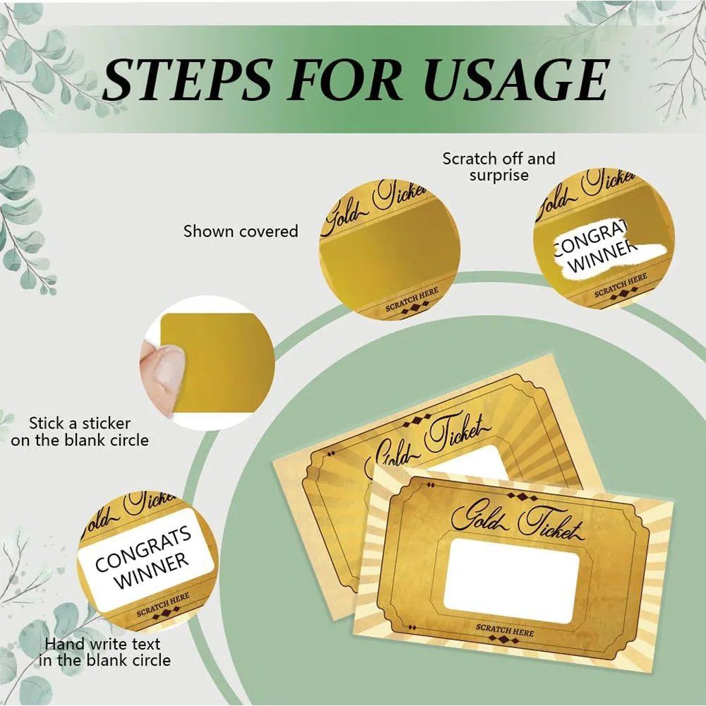 20 pcs Gold Scratch off Cards Stickers Blank Gift  DIY Coupon Tickets for Small Business Holiday Bridal Shower Party Supply view 3