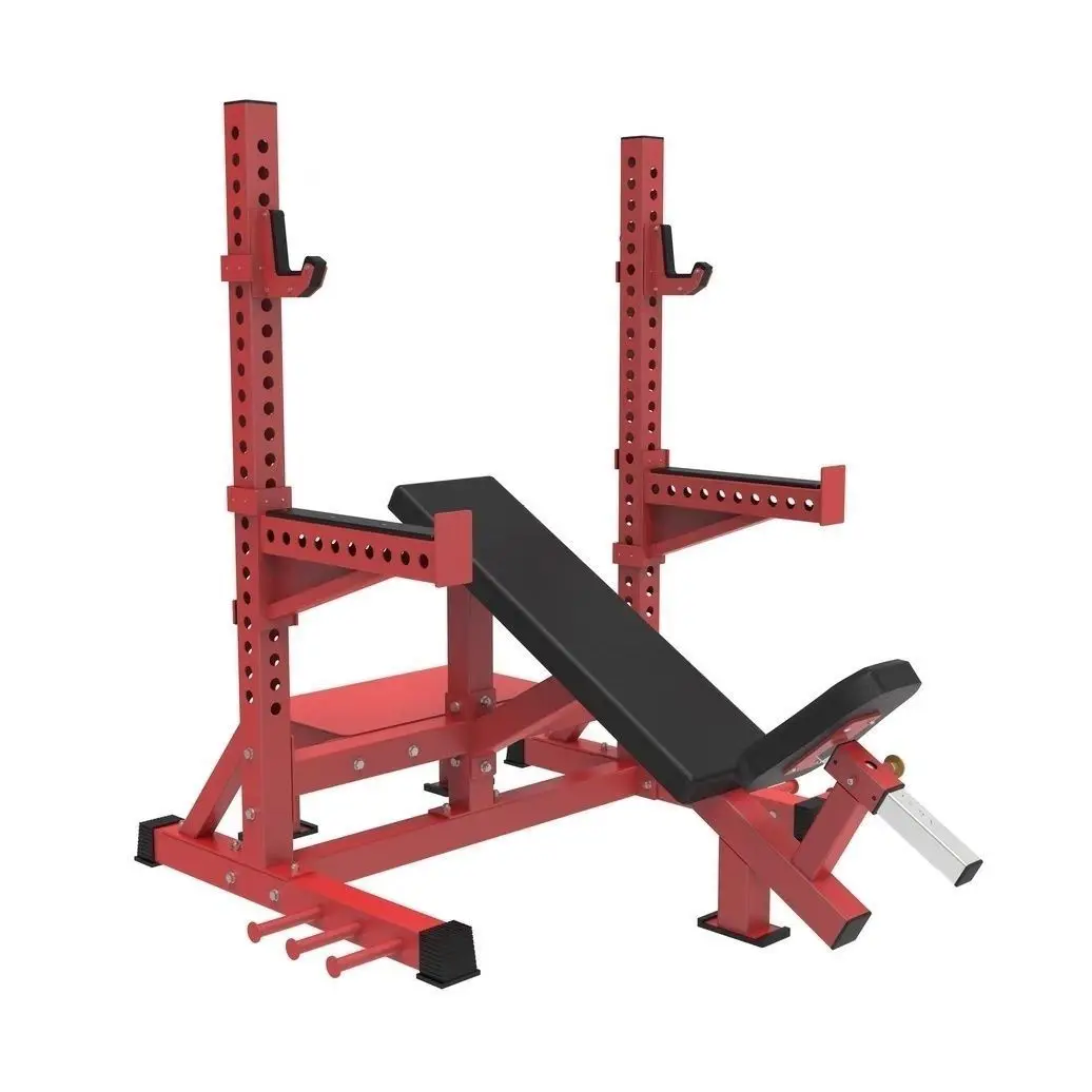 2026 Adjustable Incline Bench Press Rack Metal Commercial Powerlifting All-in-One Squat Rack Barbell Safety Spotters for Home Gy