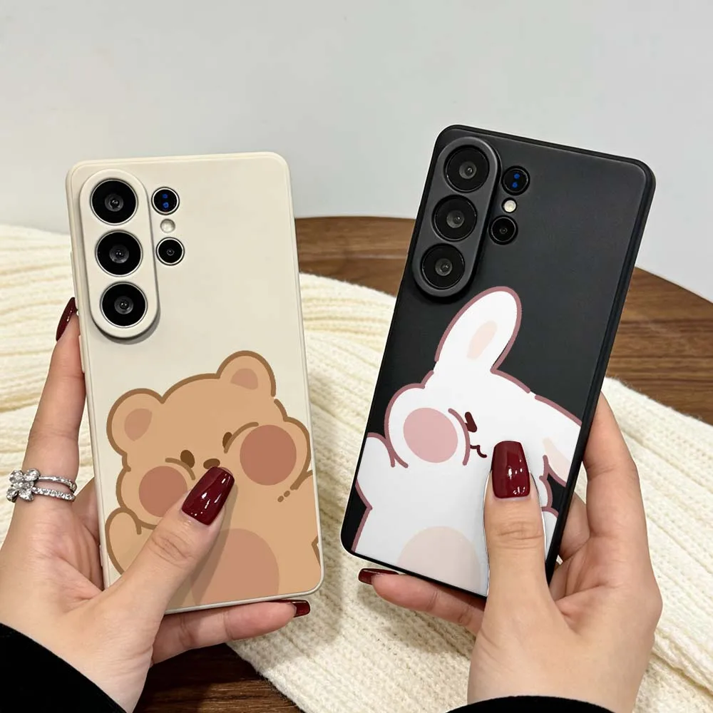 Cartoon Brown Bear Image Cover For Samsung Galaxy S26 S25 S24 S23 Note 10 20 Plus Edge Ultra Lite FE Soft Phone Case